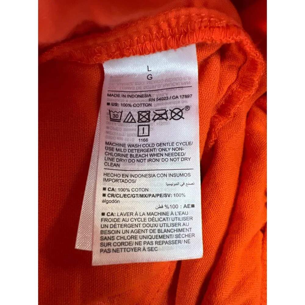 Old Navy Women's Orange High Rise Crinkle Gauze Wide Leg Pull On Ankle Pants - L